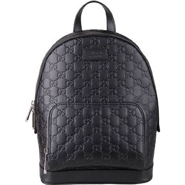 Gucci Logo Embossing Cowhide Schoolbag Backpack Black Minimalistic Classic 450967-CWCQN-1000 - F