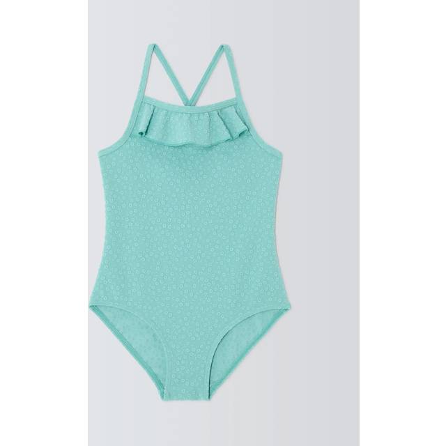 John Lewis Kids' Ruffle Top Textured Swimsuit, Green