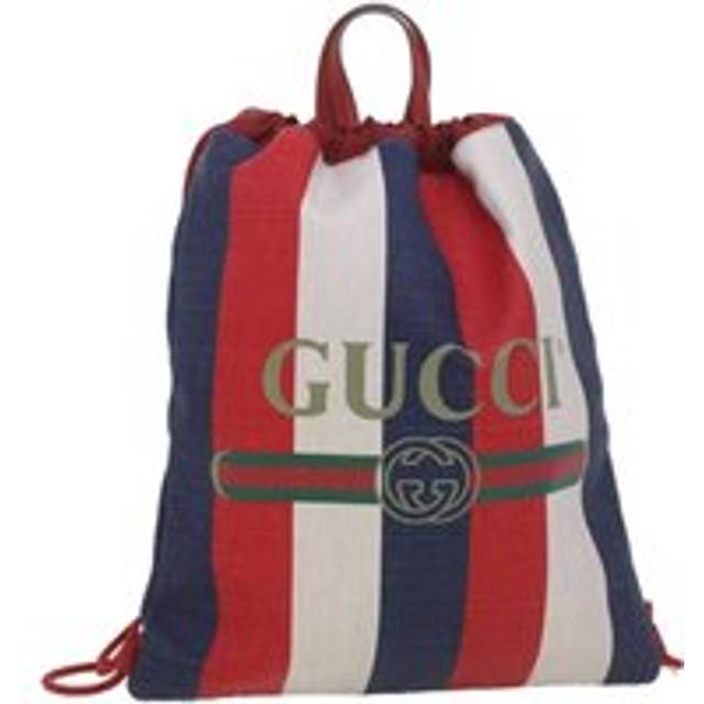 Womens Preloved Drawstring Canvas Backpack Wo - Red - One Size