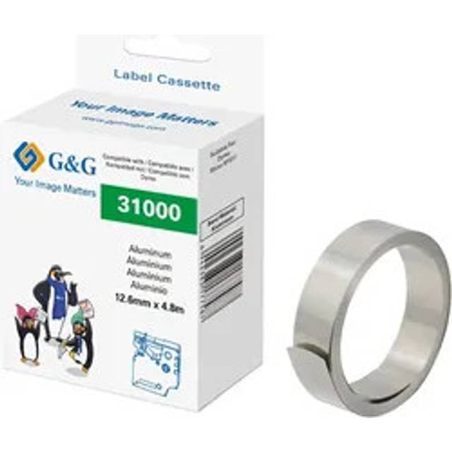 G&G Präglad tejp, etikettband Aluminium Bandfärg: Silver 12.6 mm 4.8 m
