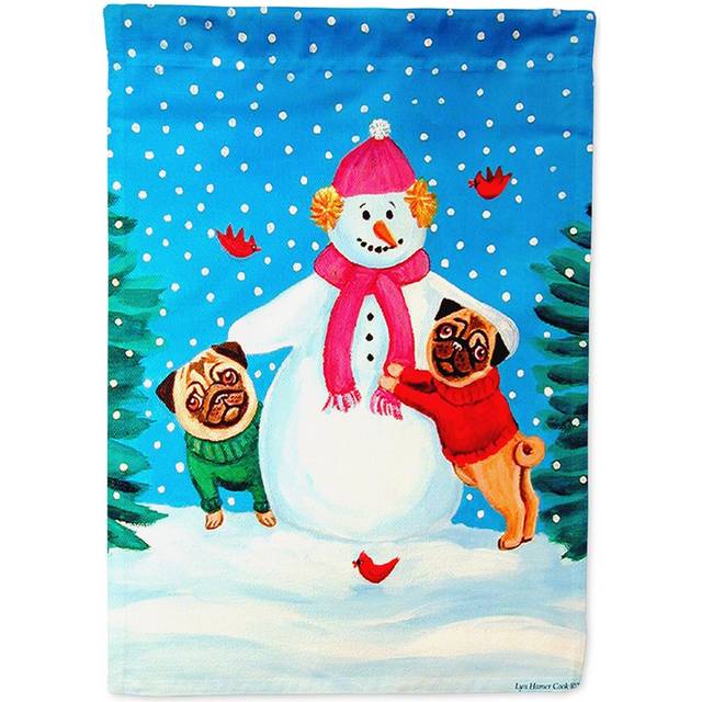 """""Caroline's Treasures 7115CHF Snowman with Pug Flag Canvas  Large  Multicolor"""""