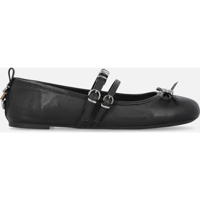 Pinko, Ballerines en cuir nappa à brides et naud, Noir limousine, 36