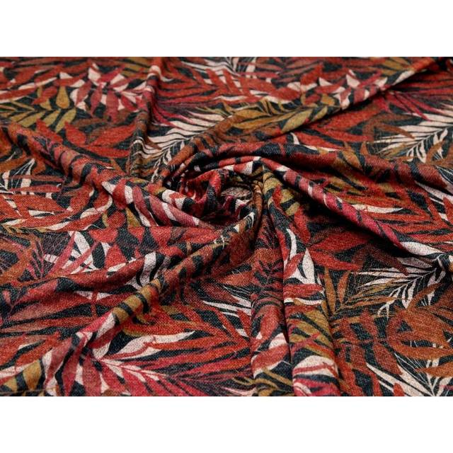 Minerva Exclusive Palm Canopy Sweater Knit Stretch Fabric Brown - per metre