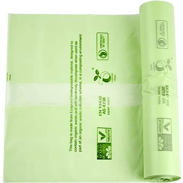 Alina 50 x 8L Compostable Kitchen Caddy Bin Liner/Food Waste Compost Bin Bag/Biodegradable Green 8 Litre Sack Composting Guide (50 bags)