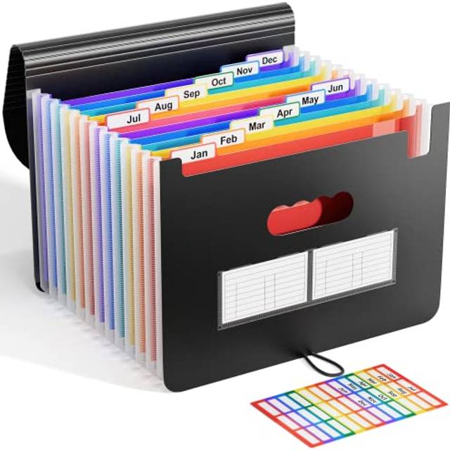 ABC life Expanding File Folder Accordion File Organiser 12 Pockets, Portable A4 Desktop Document Filling Box, Accordian Bill Receipt Paper Organiser,