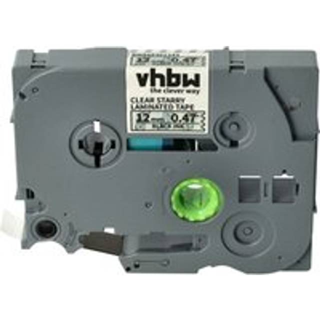 Vhbw - Label Tape compatible with Brother P-Touch 300B, 300SP, 310, 310B, 320, 330 Label Printer 12mm Black on Transparent (Glitter)