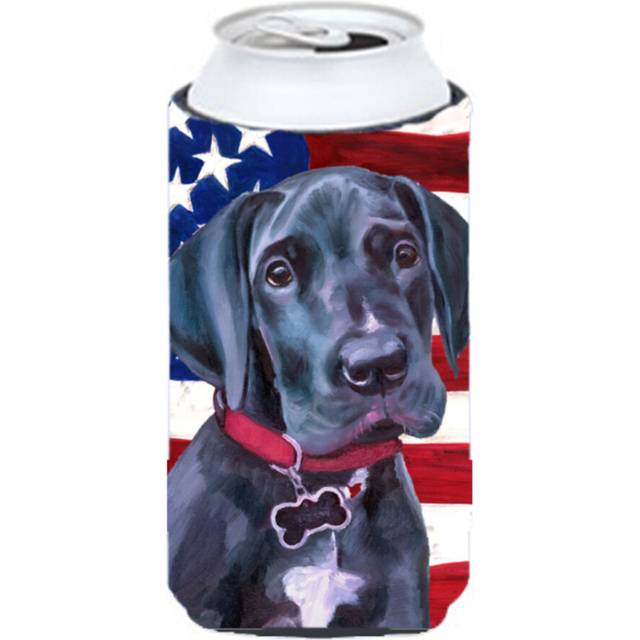 Black Great Dane Puppy USA Patriotic American Flag Tall Boy Beverage Insulator Hugger LH9544TBC