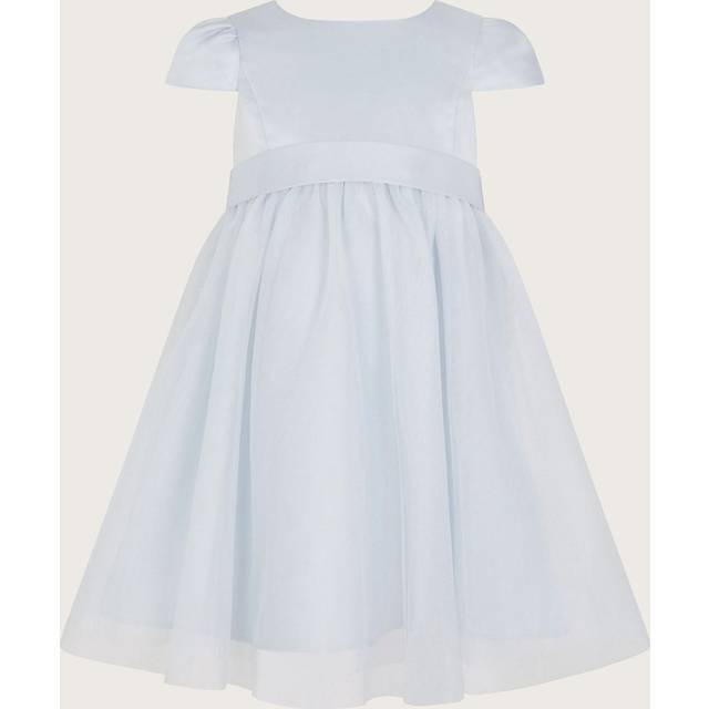 Monsoon Baby Bridesmaid Cap Sleeve Dress, Pale Blue