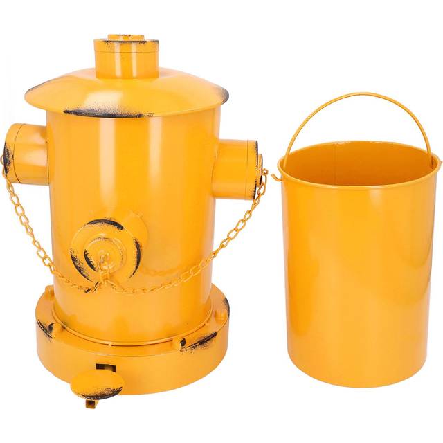 Fire Hydrant Trash Can Decorative Retro Industrial Style Indoor Outdoor Iron Waste Bins with Bucket yellow