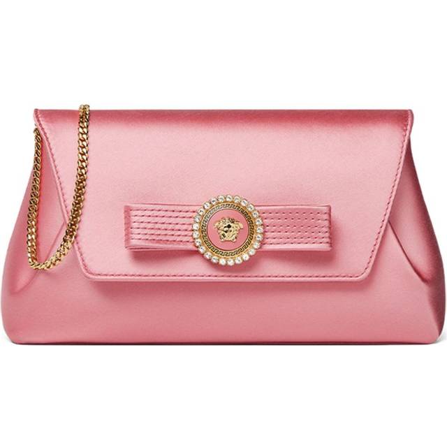 Versace - Gianni Ribbon crystal clutch bag - women - Calf Leather - One Size - Pink