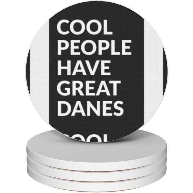 (Cool People Have Great Danes Cute Dog Gift=2158) Ceramic Coasters Set of 4 Xmas for Drink Wine Beer Bar with Cork Base Housewarming Birthday Christma