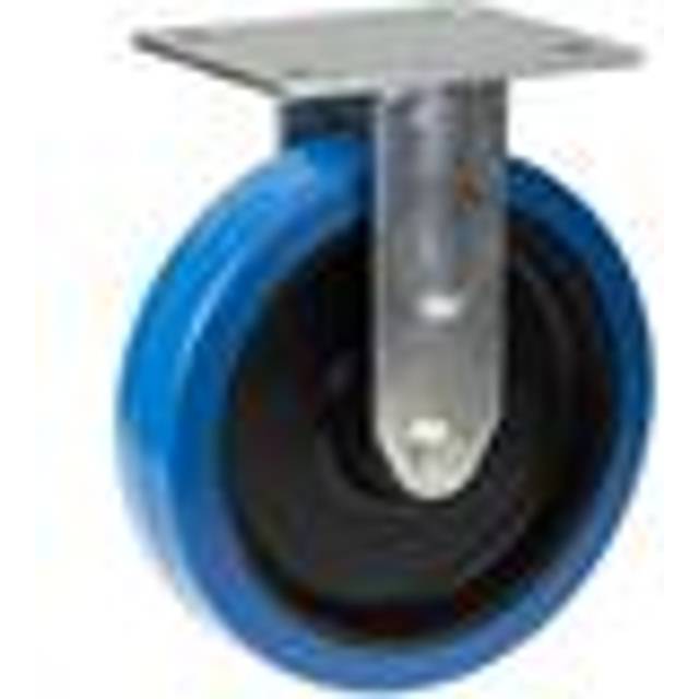 200mm fixed castor with blue elastic rubber on nylon centre wheel