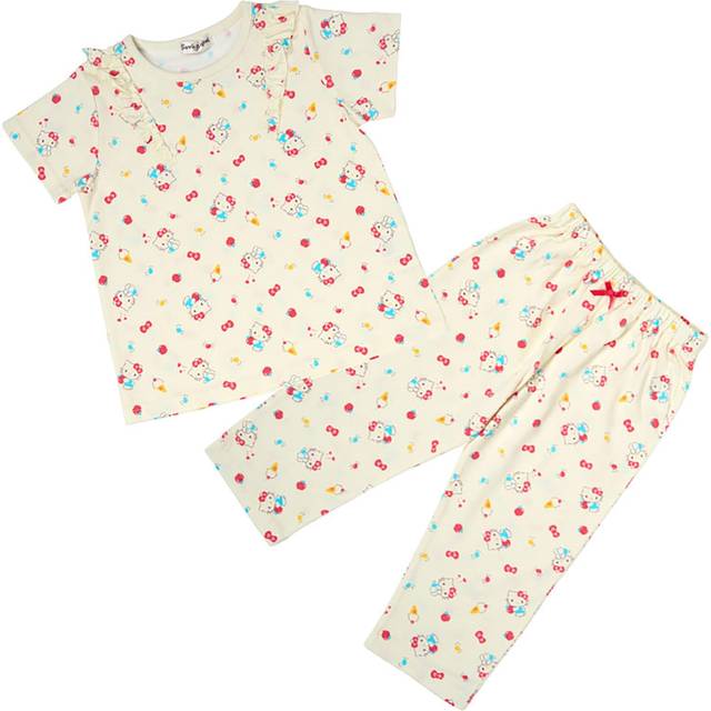 Kids Short Sleeve Pajamas Hello Kitty 120cm Absorbent and Quick Drying Loungewear Sleepwear for Children with Name Space on Tag 290742 [Sanrio]