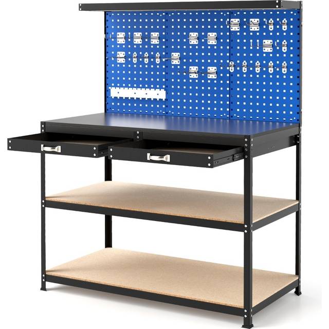 121 x 61 CM Workbench with 3 PCS Pegboard and Drawer-Navy