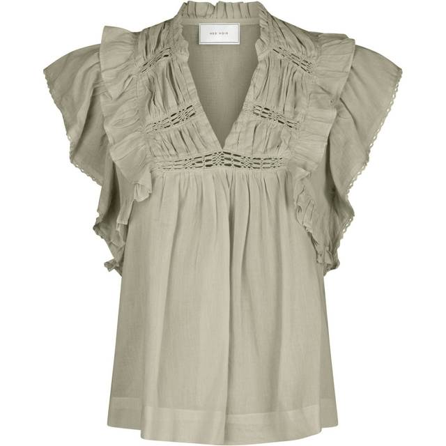 Ruffle Voile Top - Smoke Green