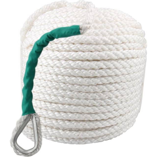 High StrengthTwisted 3 Strand Nylon Anchor Rope Boat withThimble Rigging Line 100'(30m) x 1/2&quot; (12mm)