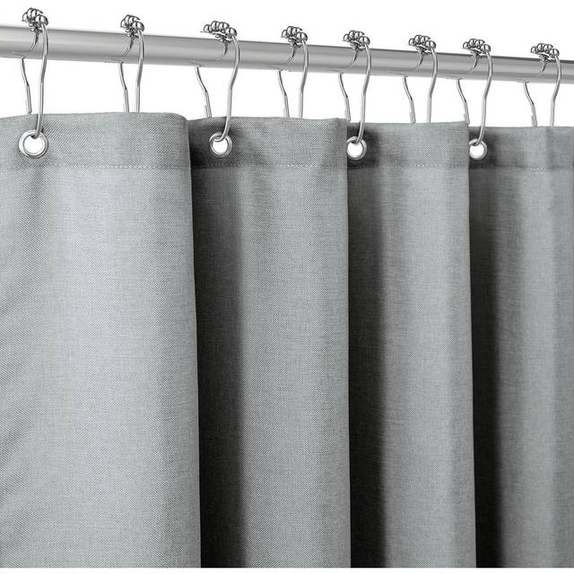 Shower Curtain for Bathroom with Metal Hooks Linen Fabric Shower Curtain - 182 x 182cm - Grey