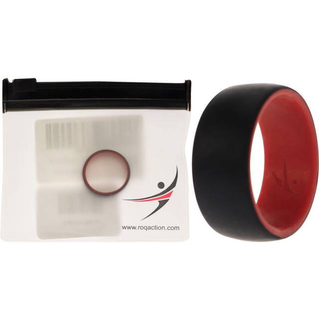 Silicone Wedding 2Layer Dome Ring - Red-Black by ROQ for Men - 8 mm Ri
