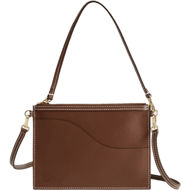 Buonarroti Cannella/Contrast Stitch Leather Pouch | ATP Atelier | Official Site (One Size)