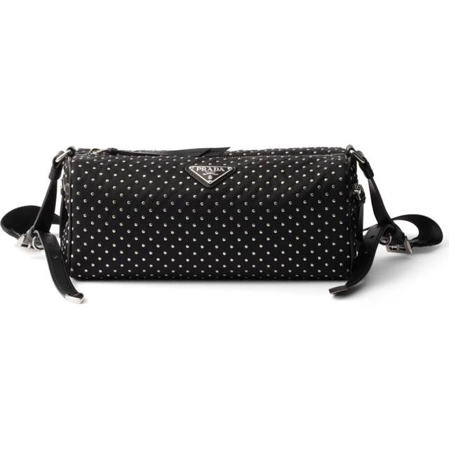 Prada - studded Re-Nylon shoulder bag - women - Recycled Nylon/Metal/Recycled Nylon - OS - Black