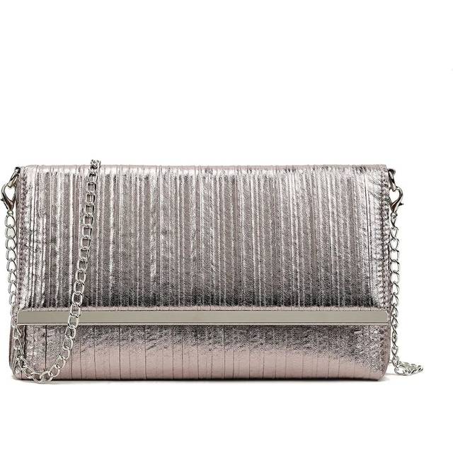 Pewter Pleated Clutch Bag