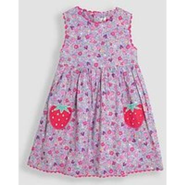 JoJo Maman Bebe Girls Floral Strawberry Pockets Summer Dress - Pink, Pink, Size 18-24 Months - 18-24 MONTHS