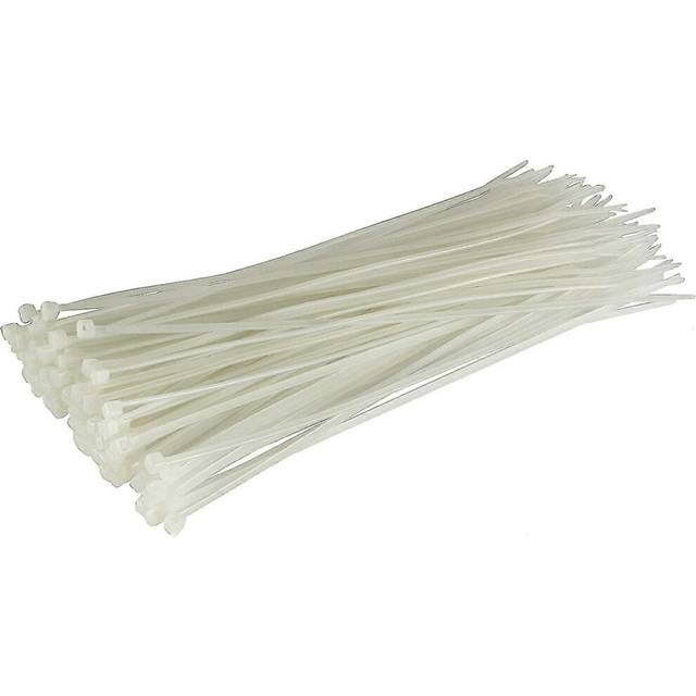 (As show, One size) 100 pack cable ties, white/natural, 200mm x 2.5mm, premium quality plastic cable ties
