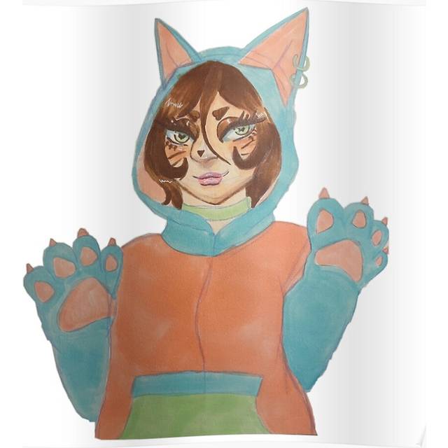 "(Cat hoodie=8064) Posters 16x20"" or 18x18inch Wall Art Living Room Bedroom DÃ©cor Print"