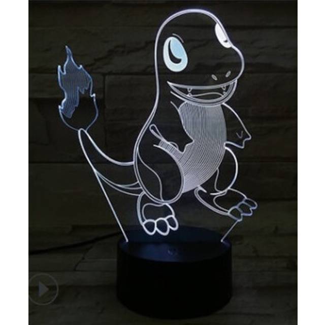 Fire Dragon 3d Visual Lamps With Remote Control, Charmander 3d Night Light 7 Colors Touch Switch Table Desk Lamps Holiday Xmas Kids Gifts