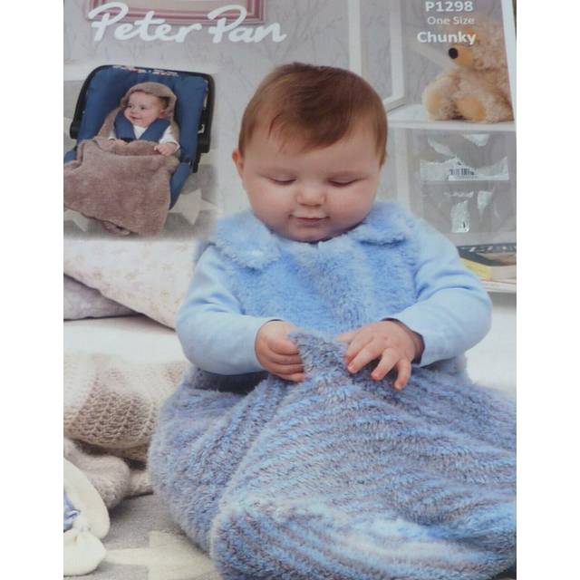 Knitting pattern baby snuggle bag car seat blanket wendy peter pan chunky p1298