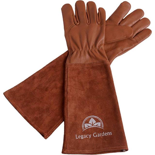 Legacy Gardens Leather Gardening Gloves for Women and Men | Thorn and Cut Proof Garden Work Gloves with Long Heavy Duty Gauntlet | Suitable For Thorny
