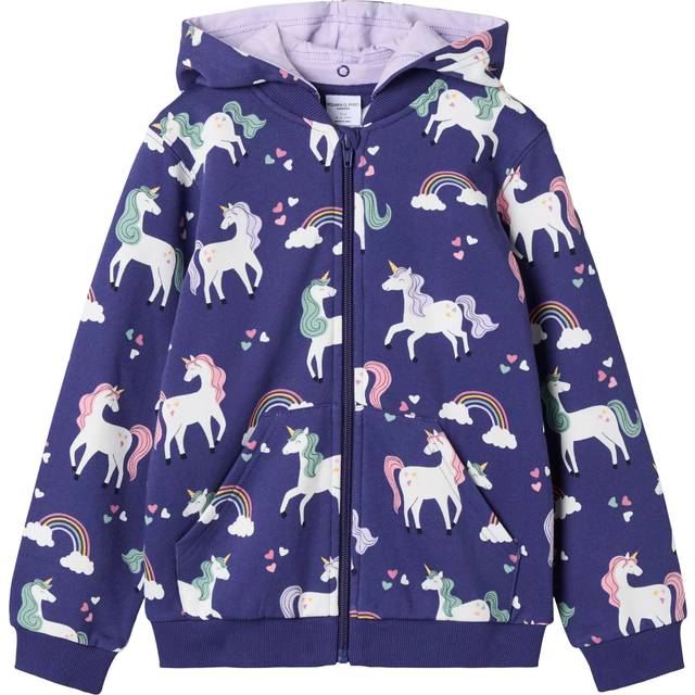 Hoodie med ficka enhörning