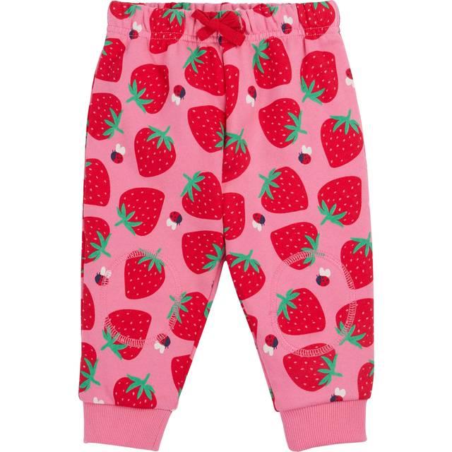 Frugi Kids' Snuggle Organic Cotton Strawberry Crawler Joggers, Pink
