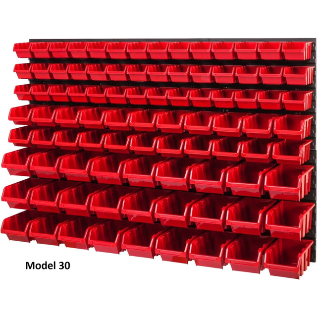 (Model 30) Wall Mounted Tool Rack Peg Board with Storage Bins