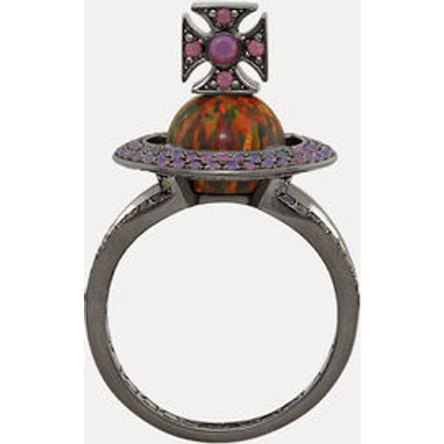 Vivienne Westwood Eabha Ring Ruthenium-black-cherry-synthetic-opal Ruthenium-black-cherry-synthetic-opal Unisex - RUTHENIUM-BLACK-CHERRY-Synthetic-Opal - XS
