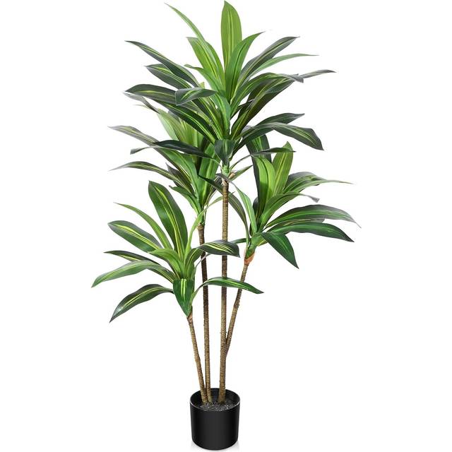 CROSOFMI Artificial Plants Indoor 120 cm Tall Fake Dracaena Tree Large Faux Plants With Plastics Pots for Outdoor Modern Home Office Decoration (1