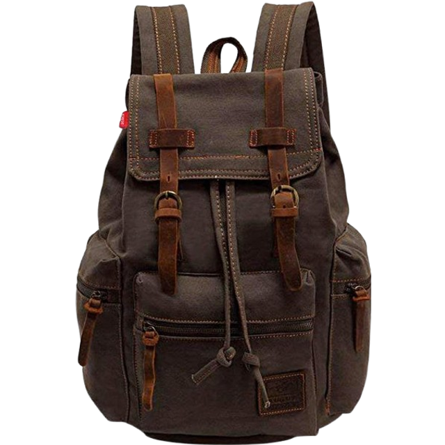 Koolehaoda® Vintage Canvas Ryggsäck, 17-tums Laptop Ryggsäck Unisex Casual College Bag Vandringsväska Läder Ryggsäck Canvas Ryggsäck, (Army Green - L)