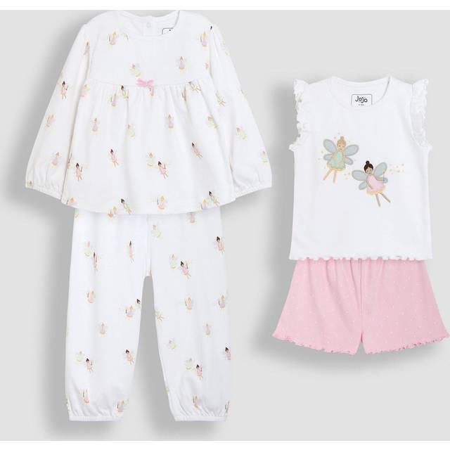 JoJo Maman Bebe Girl 2-pack Fairy Jersey Pyjamas - White, White, Size Age: 1.5-2 Years - age: 1.5-2 YEARS