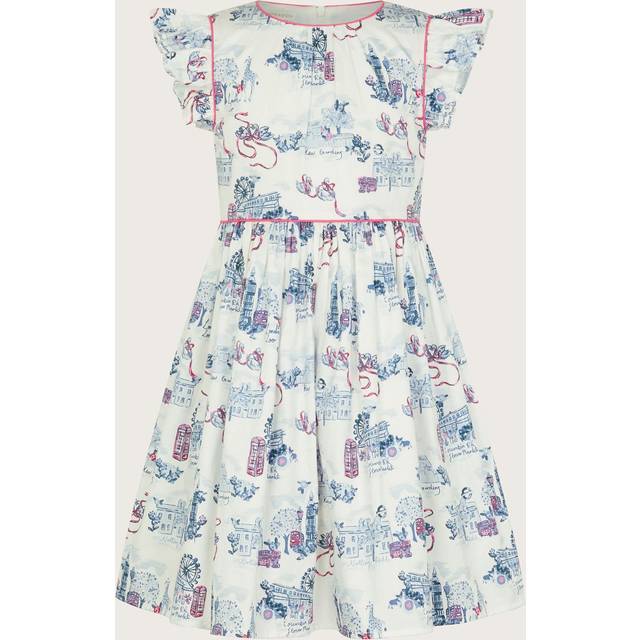 Monsoon Kids' London Print Dress, White