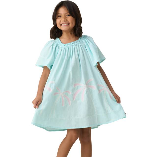 Angel & Rocket Kids' Embroidered Palm Trees Sundress, Blue/Multi