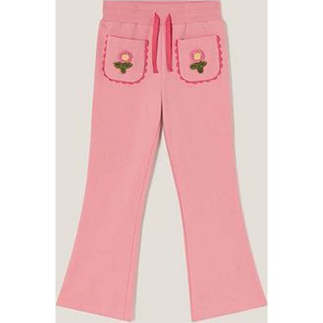 Monsoon Kids' Cotton Crochet Flare Joggers, Pink