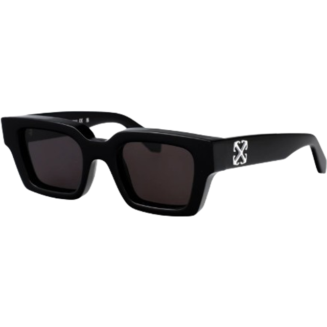 Off-White Unisex OERI008 Virgil 1007 black logo white Sunglasses Acetate Black Grey Squared Normal