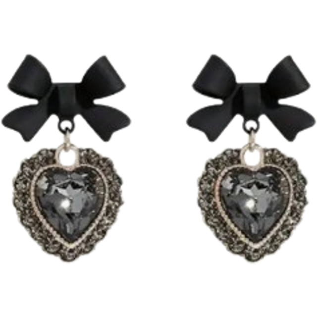 SHEIN Black Bowknot Stud Earrings, Heart Earrings, Party Jewelry, Christmas Halloween Gift, New Year&#39;s Gift, Valentine&#39;s Day Gift For Women Mom Family Frien