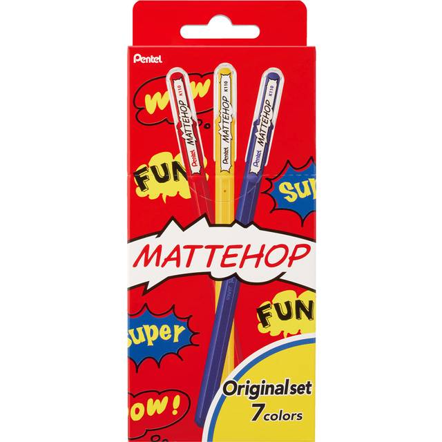 Pentel Mattehop Gel Pens in Wallet Original Colours Set of 7