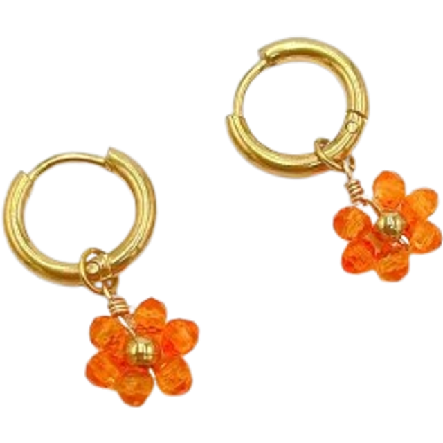 1 par Mode Rostfritt Stål Strass Flower Drop Örhängen För Kvinnor För Örondekoration Alla hjärtans, Mamma, Mor, Mors Dag, Present - Orange (En-Storlek)