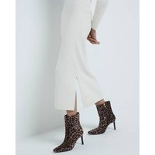 River Island Womens Beige Wide Fit Leopard Heeled Ankle Boots - 6 Wide Fit