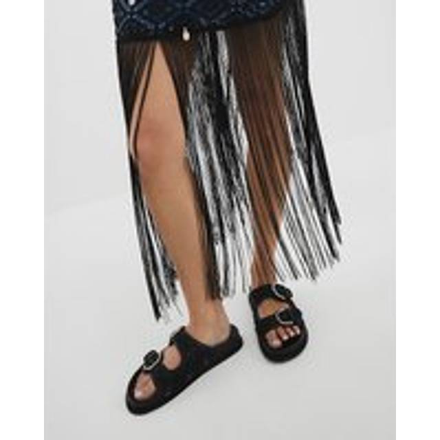 River Island Womens Black Leather Embellished Sandals - 5
