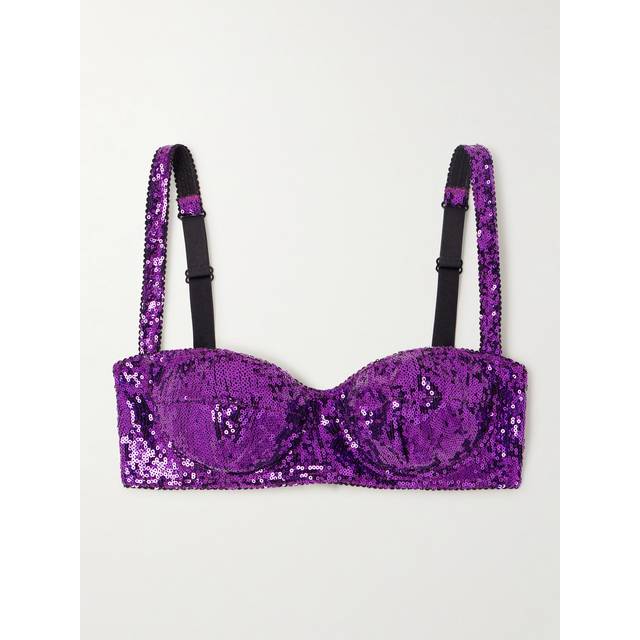 Dolce & Gabbana Balconette Bra With Micro-sequin Embroidery - Woman Underwear Fuchsia 4b