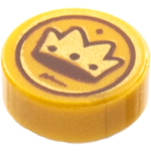 LEGO Accessory City Pearl Gold Coin with Crown Pattern Printed 1x1 Tile (Very Small)