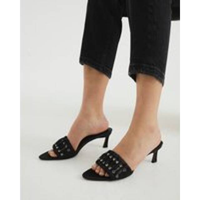River Island Womens Black Satin Embellished Heeled Sandals - 8